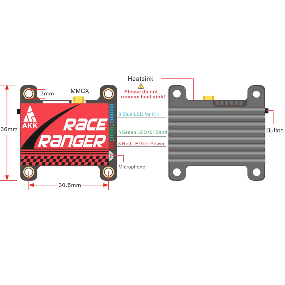 AKK 5.8G Long Range VTX FPV Tr - огляд і ціна Drone Racing Transmitter