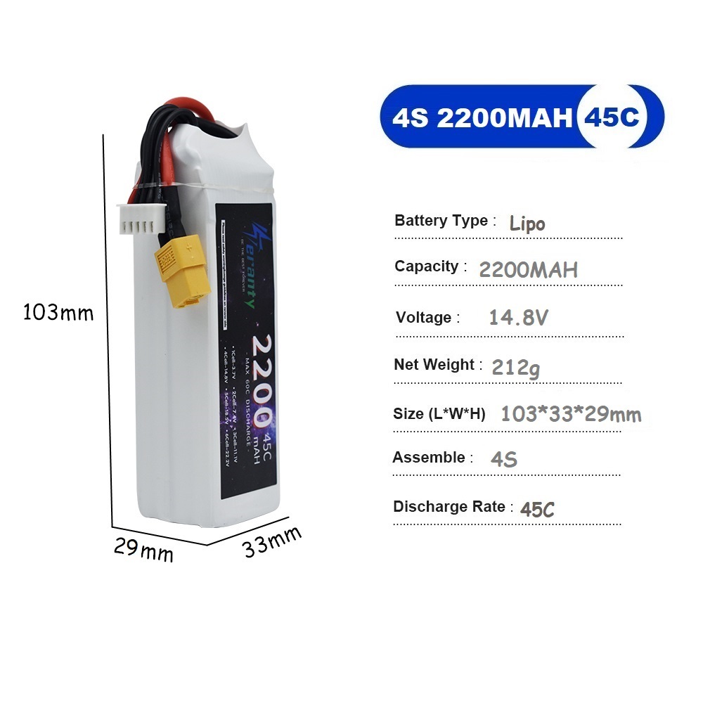 4S LiPo Battery 14.8V 1500mah  - огляд і ціна Drone Racing Battery