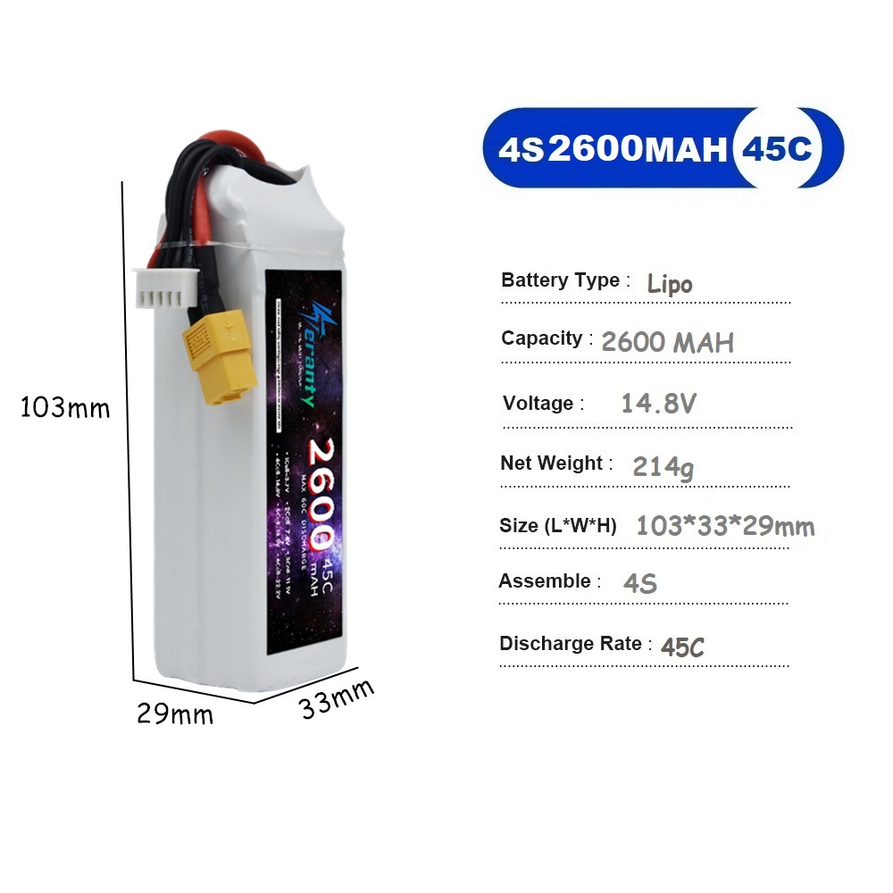 4S LiPo Battery 14.8V 1500mah  - огляд і ціна Drone Racing Battery