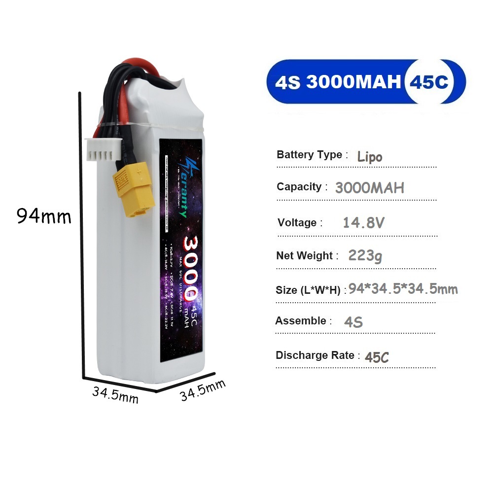 4S LiPo Battery 14.8V 1500mah  - огляд і ціна Drone Racing Battery