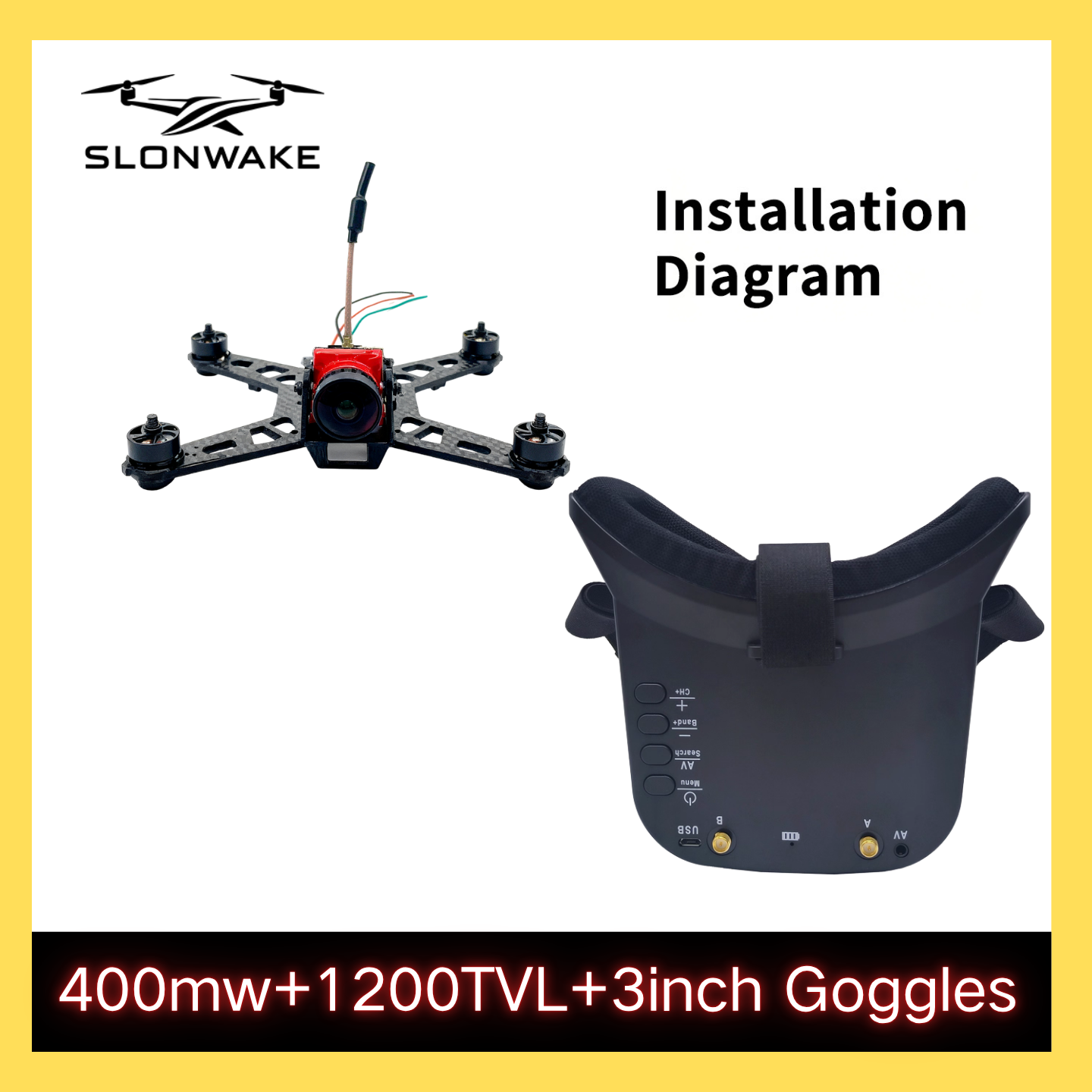 SLONWAKE 5.8G 48CH FPV 400mw V - огляд і ціна Drone Racing Frame
