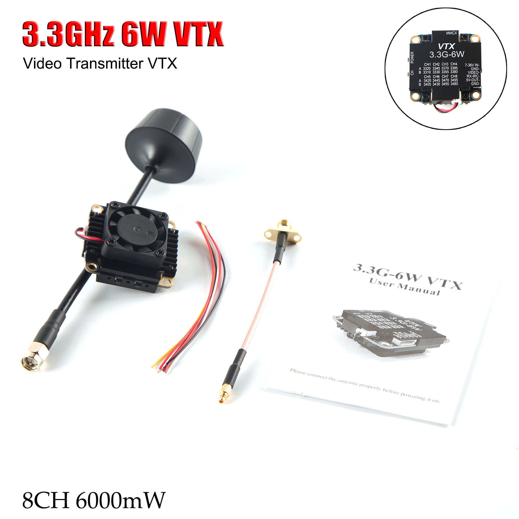 FPV Video Transmitter 3.3G 6W  - огляд і ціна Drone Racing Transmitter